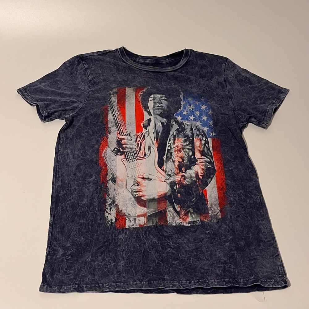 Karl Ferris Collection Jimi Hendrix American Flag Acid Wash Graphic Tee Small